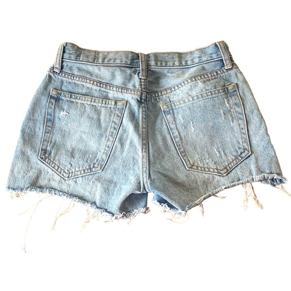 FREE PEOPLE We The Free Sofia Distressed Mid Rise Buttonfly Jean Shorts size 24 - Picture 5 of 14